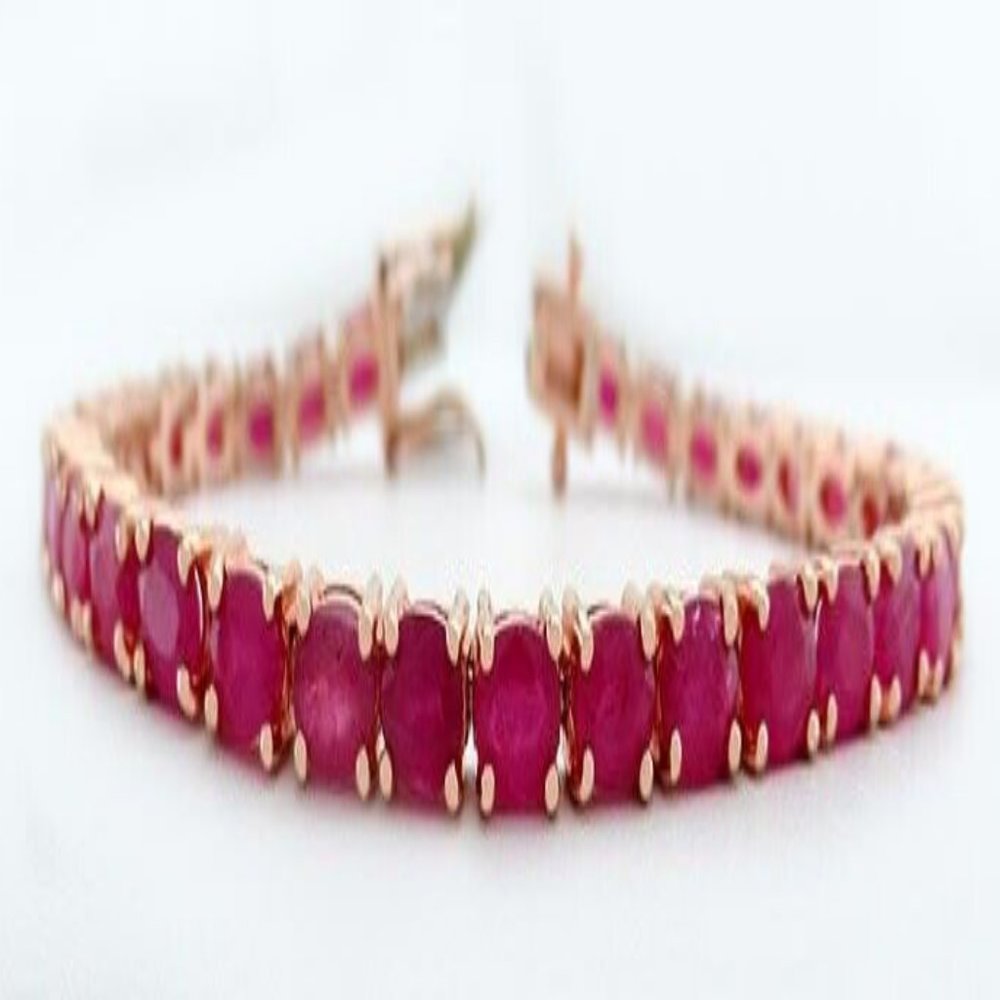 Genuine 11.55 Cts Rubies Tennis Bracelet .925 Sterling Silver - NWT